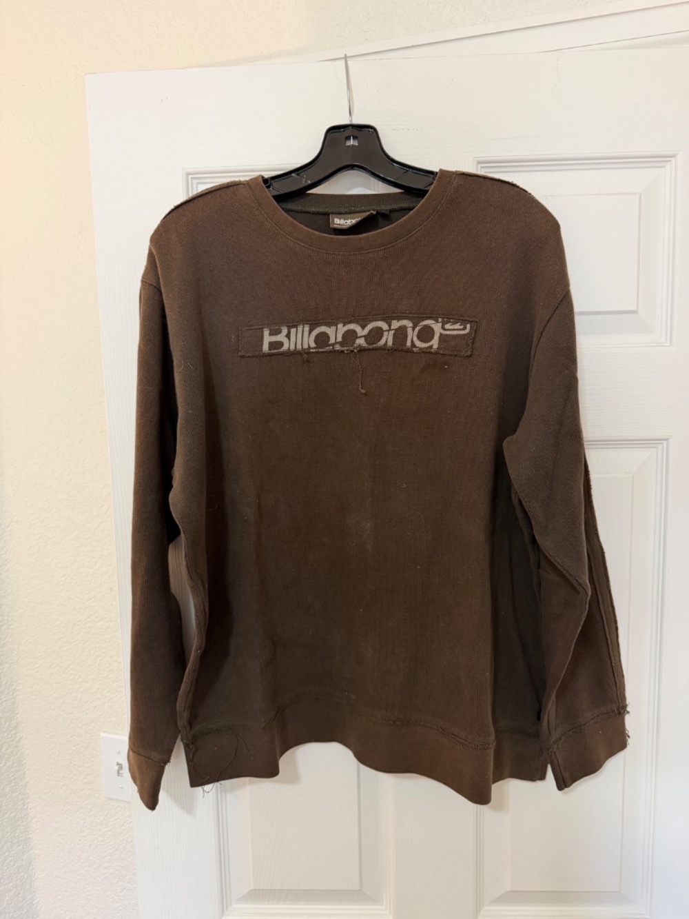 Billabong Men's Sweatshirt Brown Frayed Vintage Large